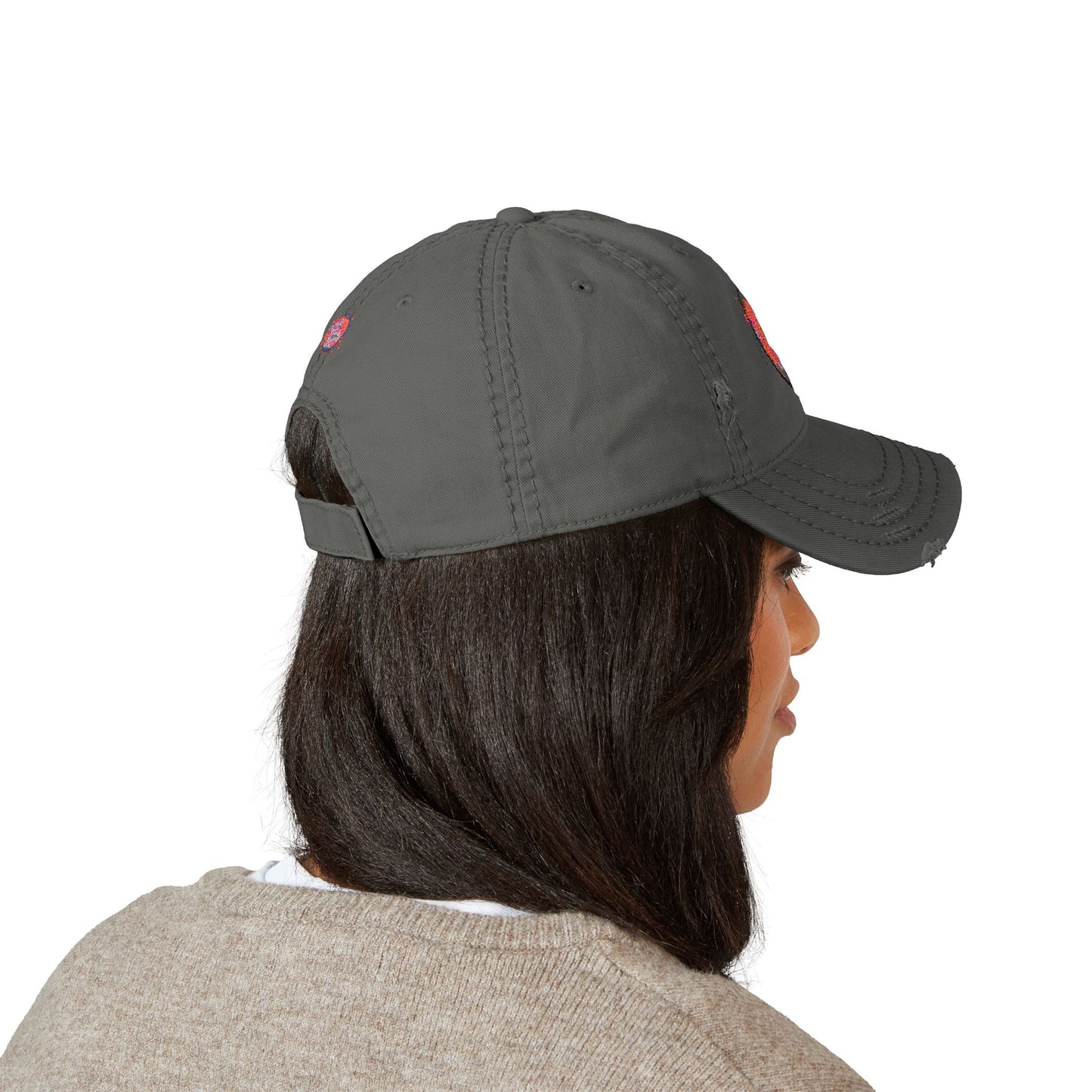 GenX Embroidered Distressed Hat - Casual Cap for Everyday Wear, Adjustable Cap, Unique Style