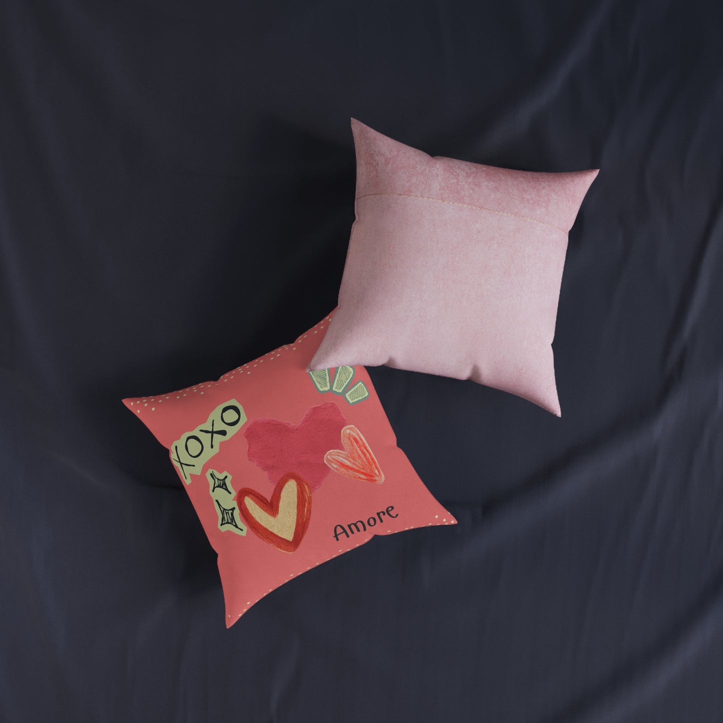 Amore Square Pillow - Pink Back