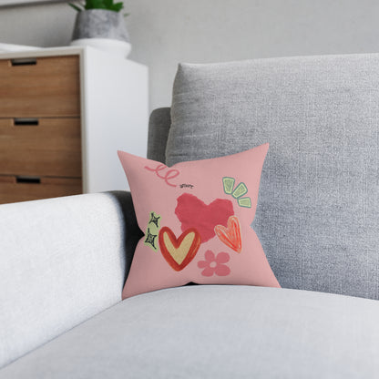 Amore Square Pillow - Pink Back