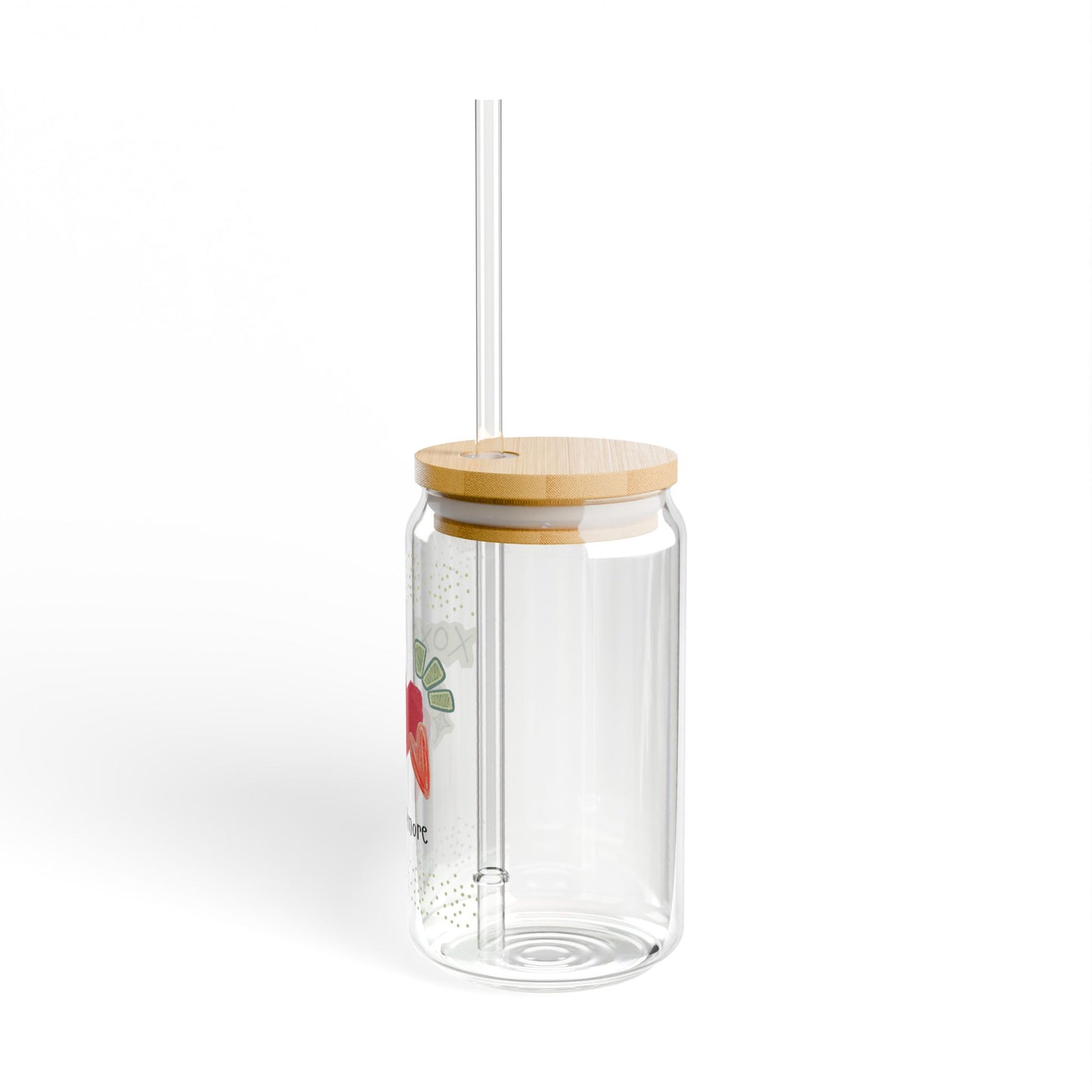 Amore 16oz Sipper Glass with Lid and Straw
