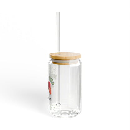 Amore 16oz Sipper Glass with Lid and Straw