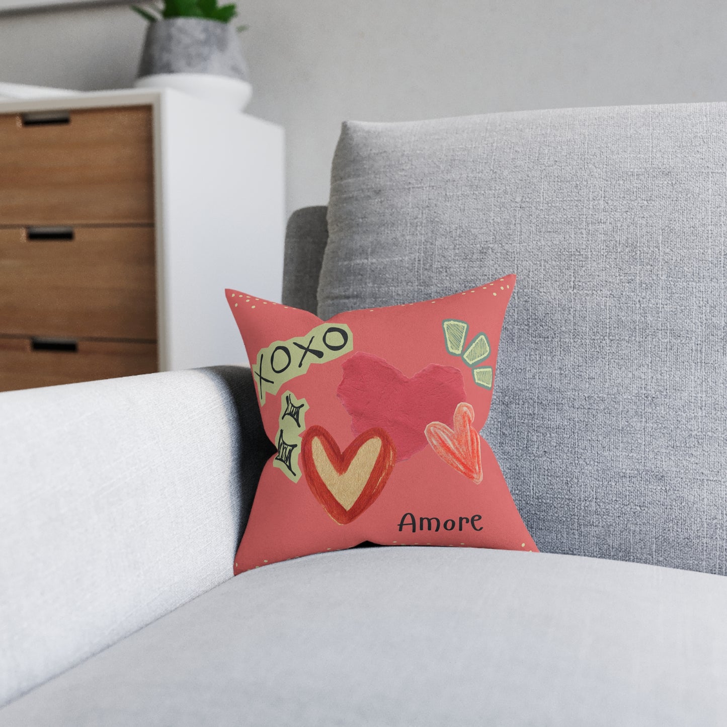 Amore XOXO Square Pillow - Pink Back