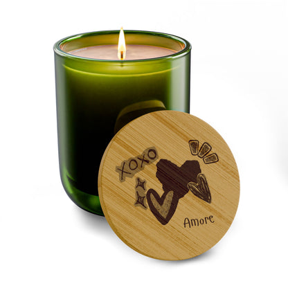 Amore 14oz Scented Soy Candle with Engraved Bamboo Lid