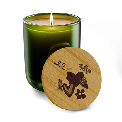 Amore 14oz Scented Soy Candle with Engraved Bamboo Lid
