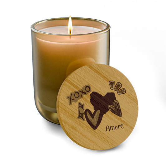 Amore 14oz Scented Soy Candle with Engraved Bamboo Lid