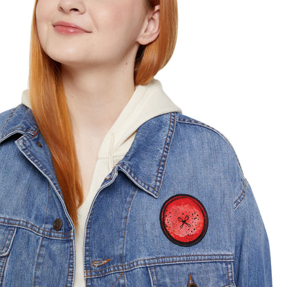 Wooden Cross Spoons and Blood Splatter Iron-On Patch, Fun Denim Jacket Accent, Gift for Mom, Unique Sewing Accessory, Custom Patch for Personalization
