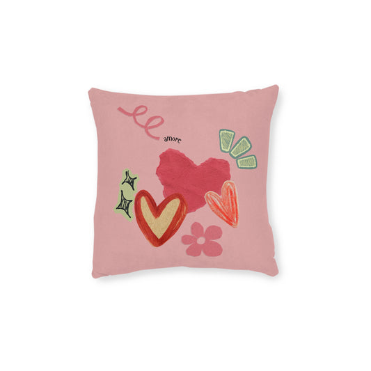 Amore Square Pillow - Pink Back