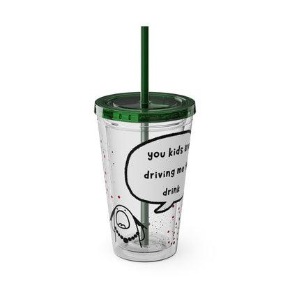 Funny Sunsplash Tumbler | 16oz Travel Cup for Moms | Humor Gift | Straw Included | Perfect for Daily Use or Parties