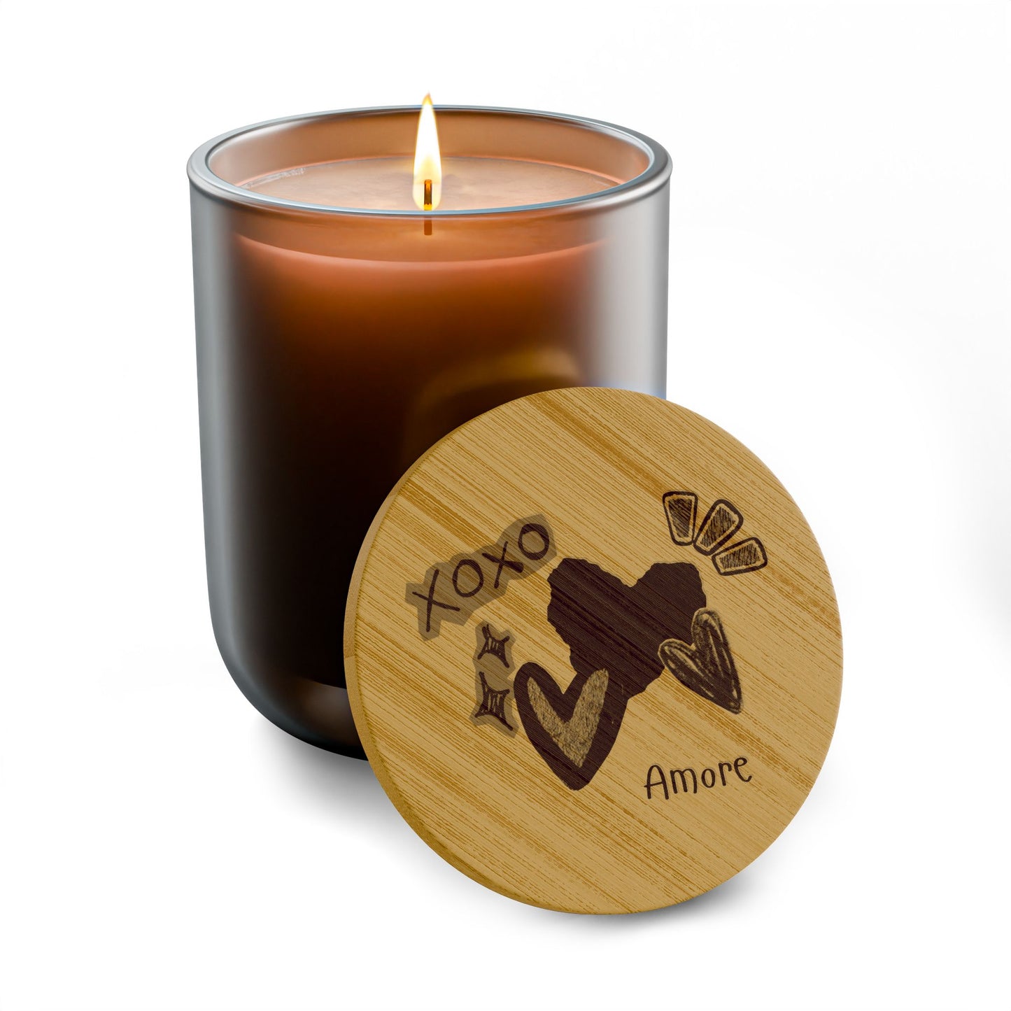 Amore 14oz Scented Soy Candle with Engraved Bamboo Lid