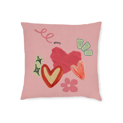 Amore Square Pillow - Pink Back