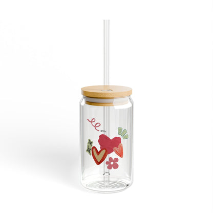 Amore 16oz Sipper Glass with Bamboo Lid and Straw
