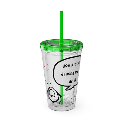 Funny Sunsplash Tumbler | 16oz Travel Cup for Moms | Humor Gift | Straw Included | Perfect for Daily Use or Parties