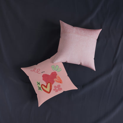 Amore Square Pillow - Pink Back