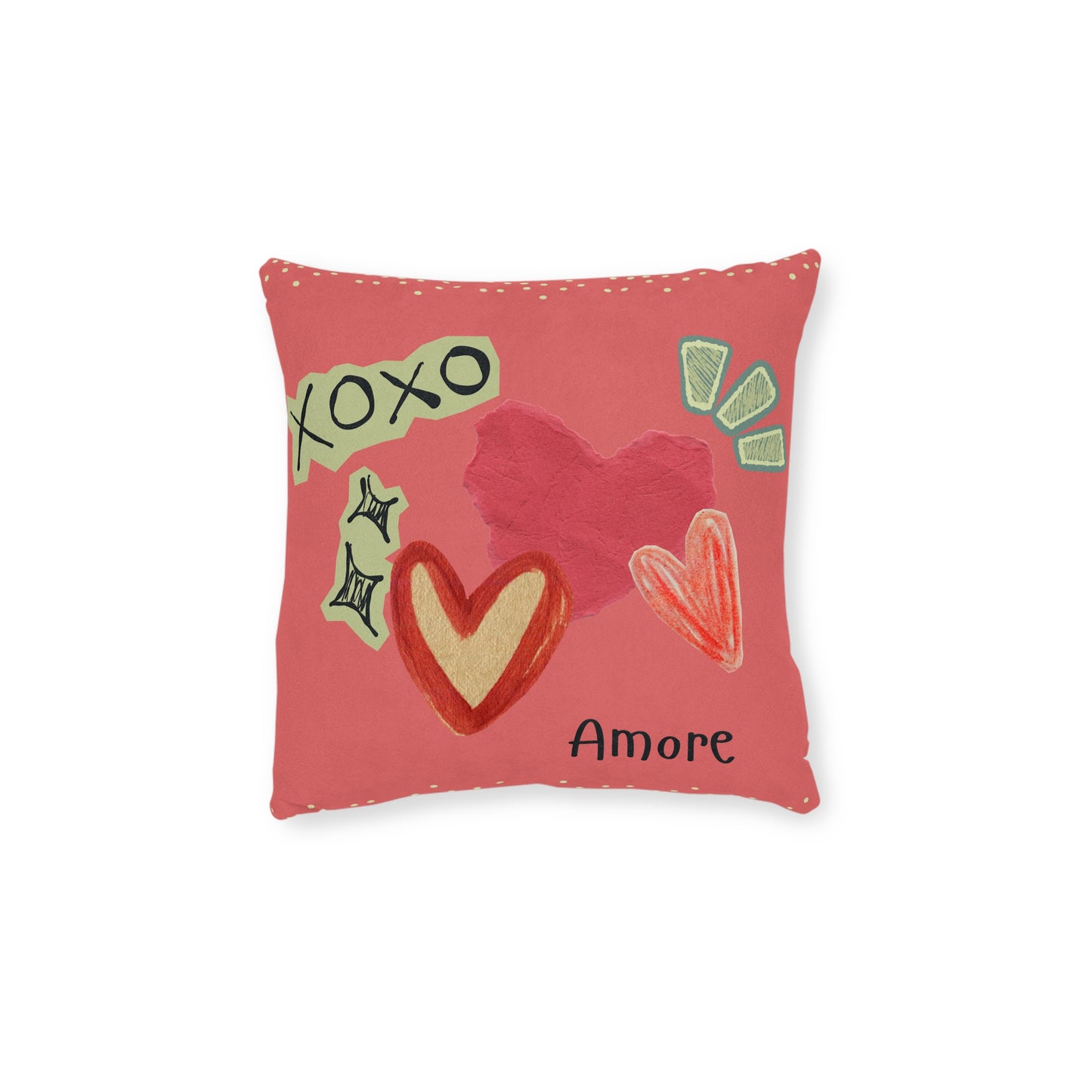 Amore Square Pillow - Pink Back