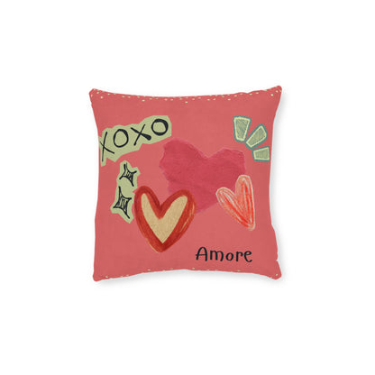Amore Square Pillow - Pink Back